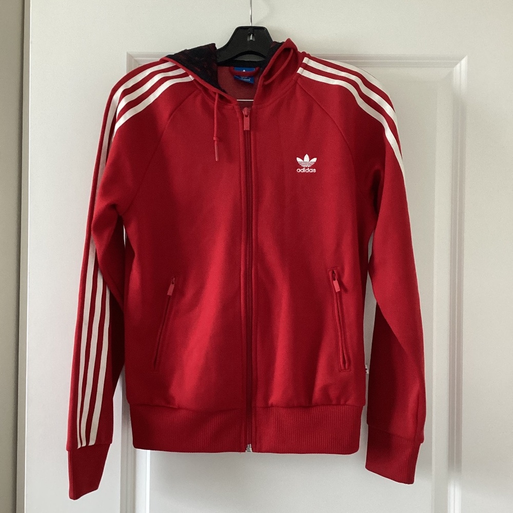 Adidas Originals Red Hoodie – Women’s Size S – Limited Edition Lace-Lined Hood